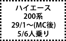 200系　29/12～（ＭＣ後）　5/6人乗り