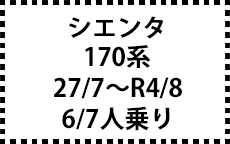 170系　27/7～R4/8　6・7人乗り