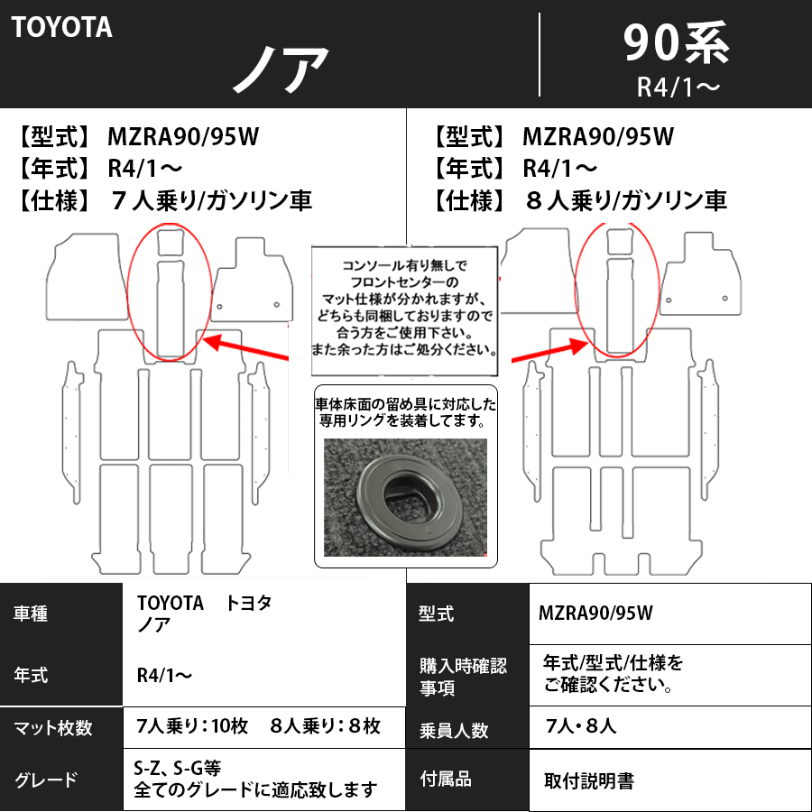 ノア フロアマット 90系 R4/1～ スタンダードタイプ