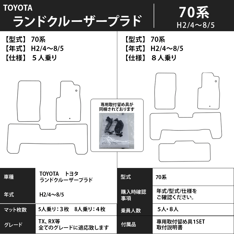 ランドクルーザープラド フロアマット 70系 2/4～8/5 エクセレントタイプ