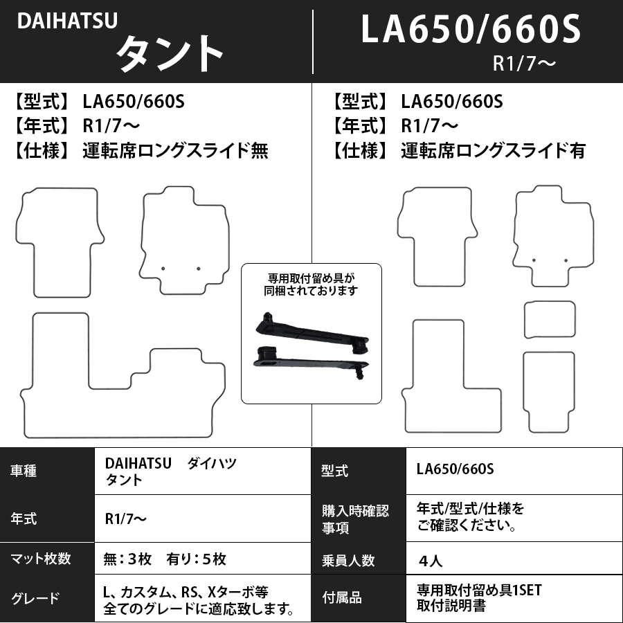 タント/カスタム フロアマット LA650/660S R1/7～ エクセレントタイプ