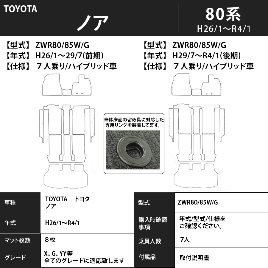 ノア フロアマット 80系 26/1～R4/1 プレミアムタイプ