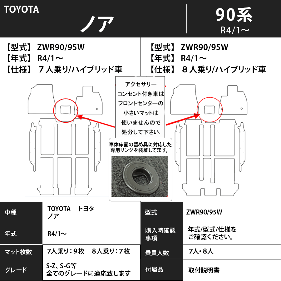 ノア フロアマット 90系 R4/1～ エコノミータイプ