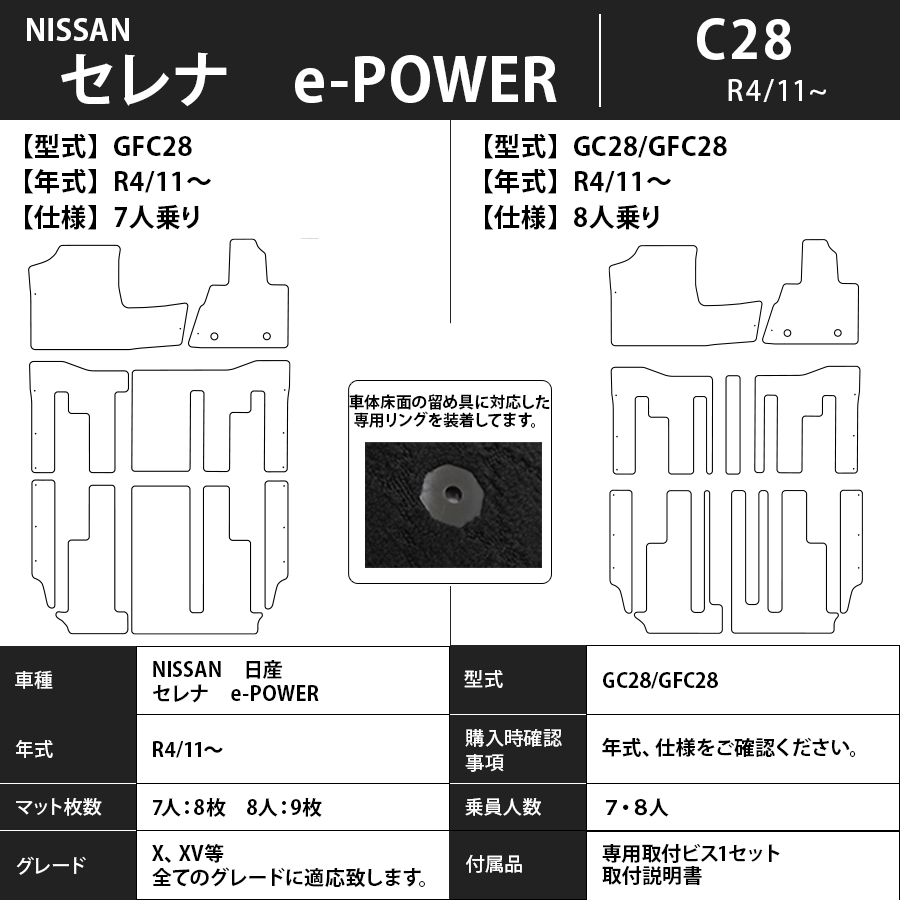 セレナ フロアマット C28 R4/11～ プレミアムタイプ