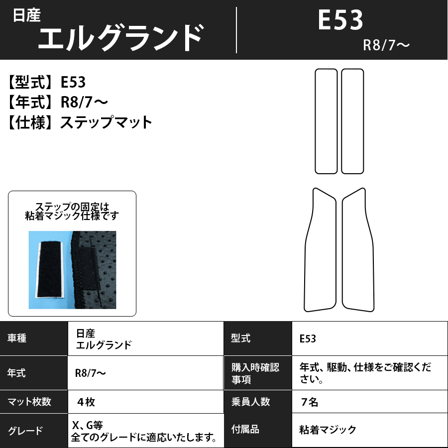 日産　エルグランド　E53　フロアマット　R8/7～　カーマット　抗菌　抗ウイルス　消臭　プレミアムタイプ